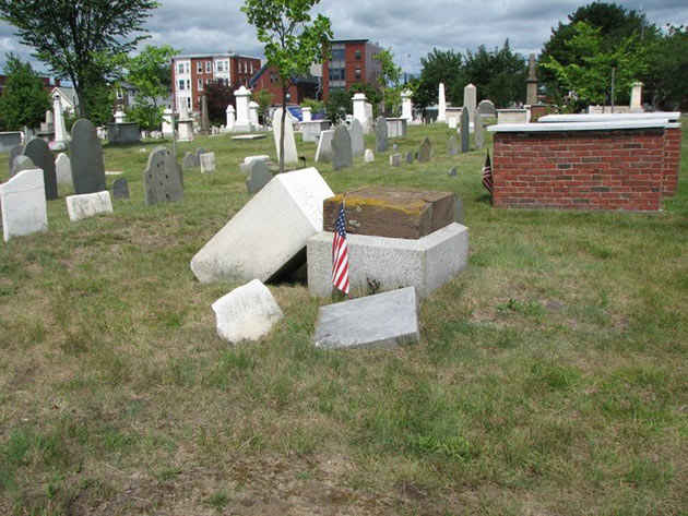 Henry Wadsworth monument fallen