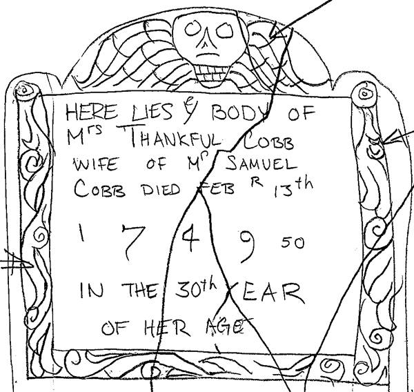 Sketch of Thankful Cobb's Stone