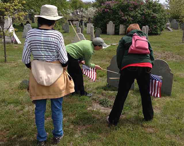 Barb explains a tombstone's features