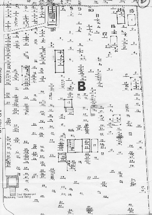 detail of Section B plots of the Eastern Cemetery map