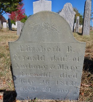slate gravestone for Elizabeth B. Fernald who died in 1812