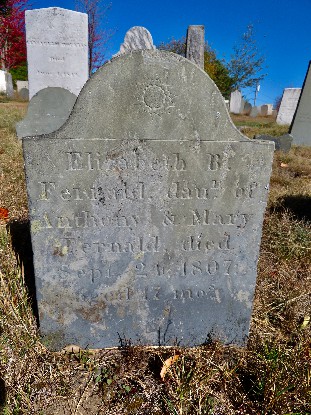 slate gravestone for Elizabeth B. Fernald who died in 1807