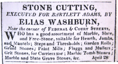 Advertisement from the April 28, 1818 Eastern Argus in Portland, Maine using old-style serif type with lots of capitalization and a solid black border.