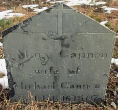 Slate grave marker for Mary Gannen