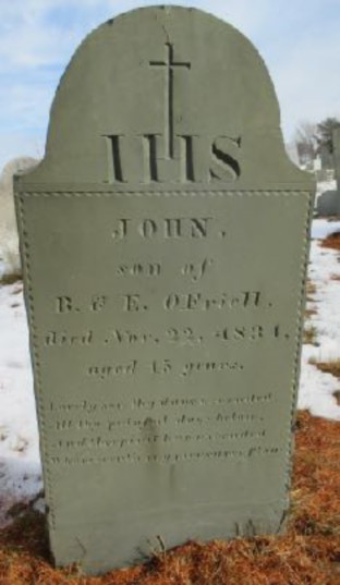slate grave marker for John O'Friell