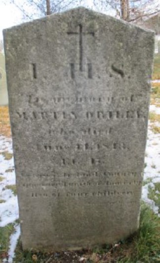 marble grave marker for Martin O'Riley