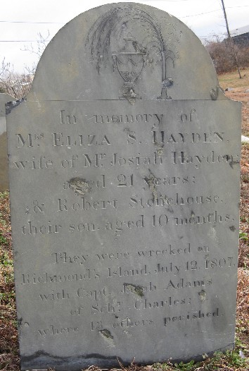old slate gravestone in Eastern Cemetery carved for Eliza and Robert Stonehouse