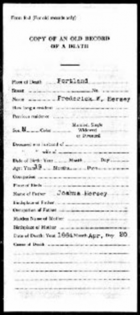 front screenshot of an old vital record sheet