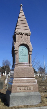 Granite Alden monument in Eastern Cemetery