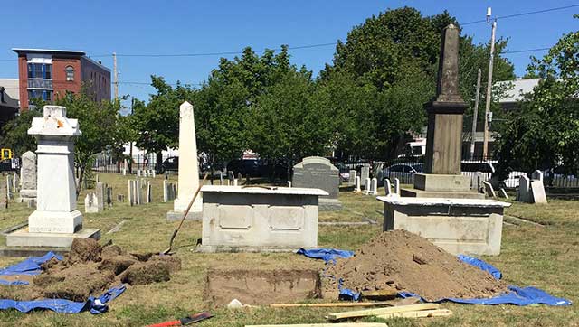 opening a tomb for maintenance