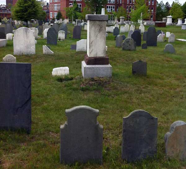 Wadsworth monument with Adams markers in the foreground